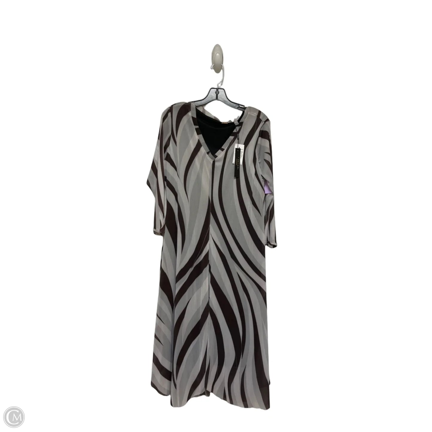 Dress Casual Midi By T Tahari In Brown & Grey, Size: L
