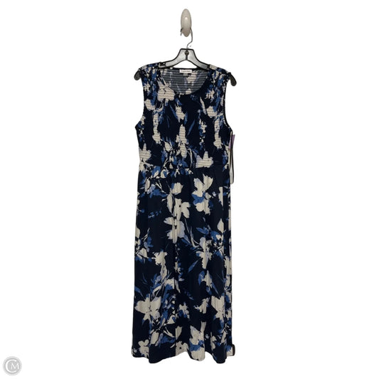 Dress Casual Maxi By Calvin Klein In Blue & White, Size: M