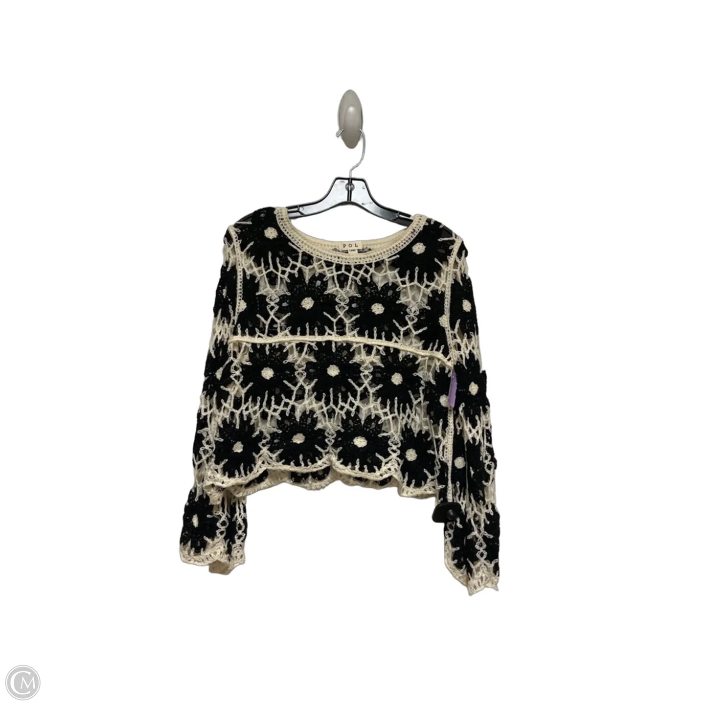 Sweater By Pol In Black & Cream, Size: Osfm