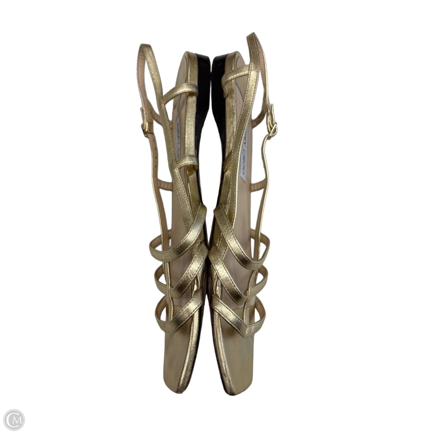 Sandals Luxury Designer By Jimmy Choo In Gold, Size: 11