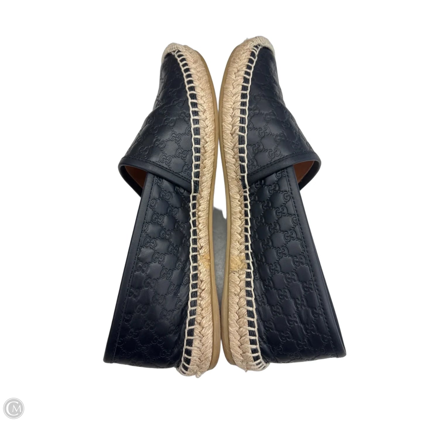 Shoes Luxury Designer By Gucci In Black & Tan, Size: 6.5