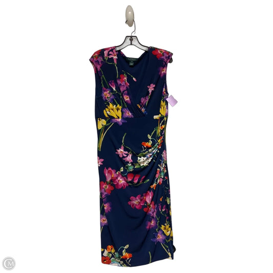 Dress Casual Midi By Lauren By Ralph Lauren In Floral Print, Size: L