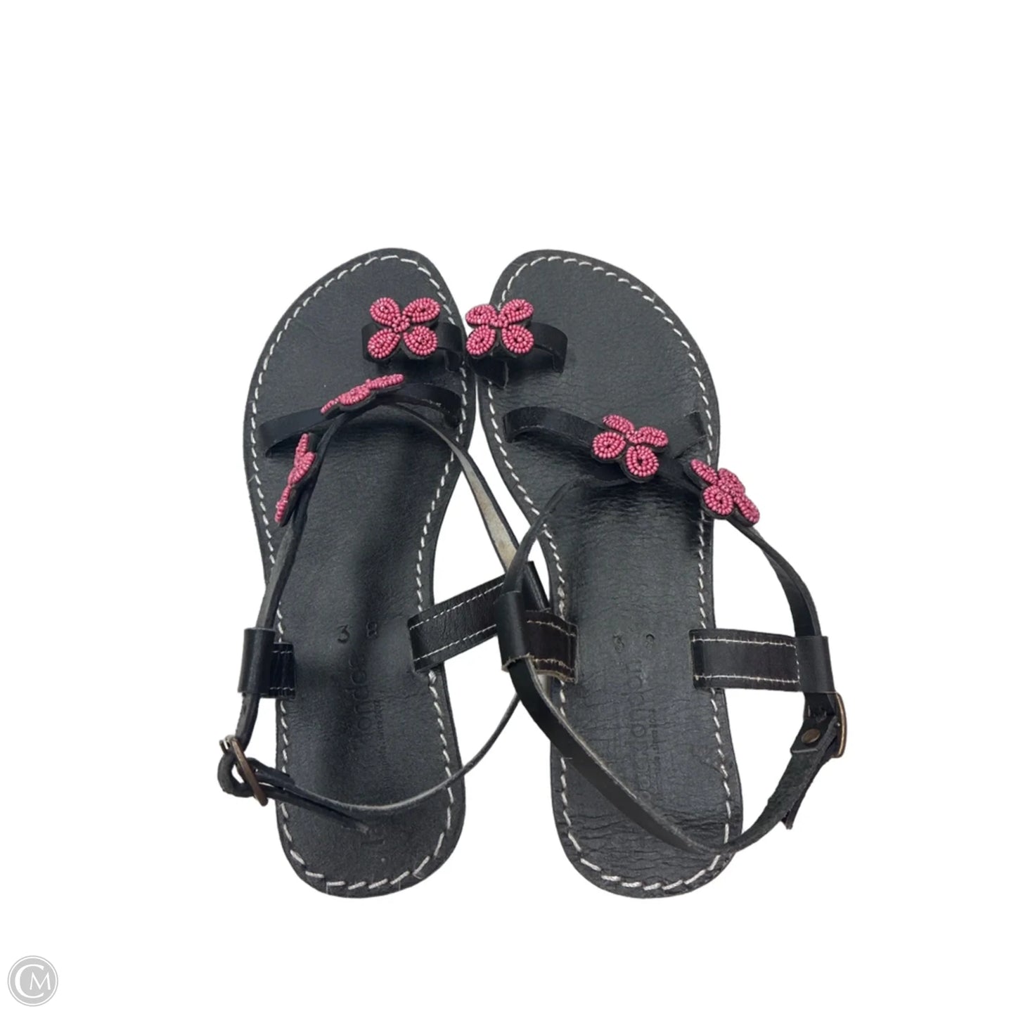Sandals Flats By Clothes Mentor In Black & Pink, Size: 8
