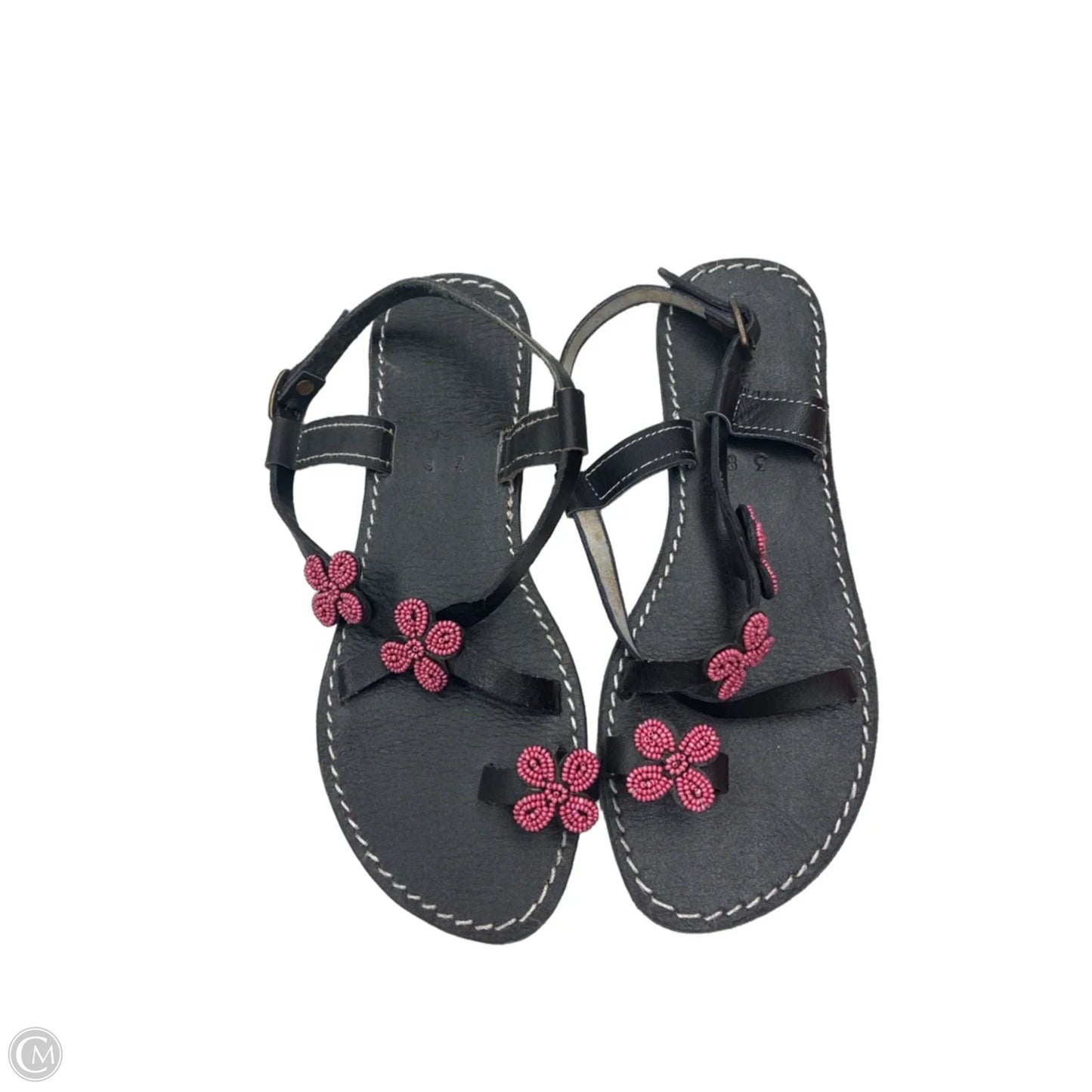 Sandals Flats By Clothes Mentor In Black & Pink, Size: 8