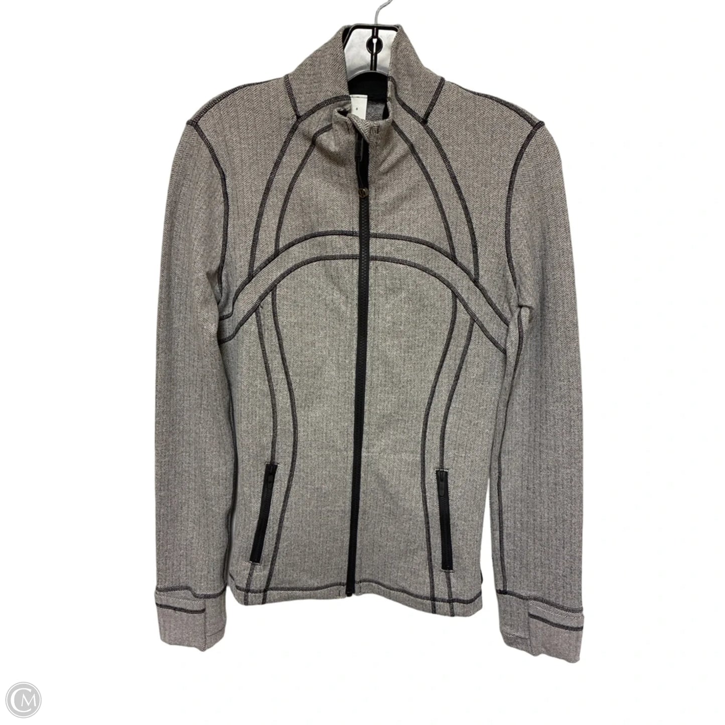 Athletic Jacket By Lululemon In Black & Grey, Size: 8