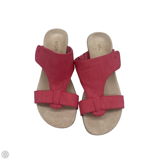 Sandals Heels Wedge By Vionic In Pink & Tan, Size: 7