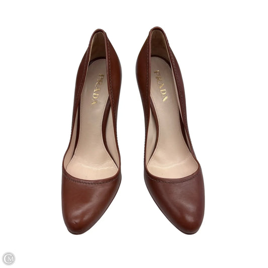 Shoes Luxury Designer By Prada In Brown, Size: 6