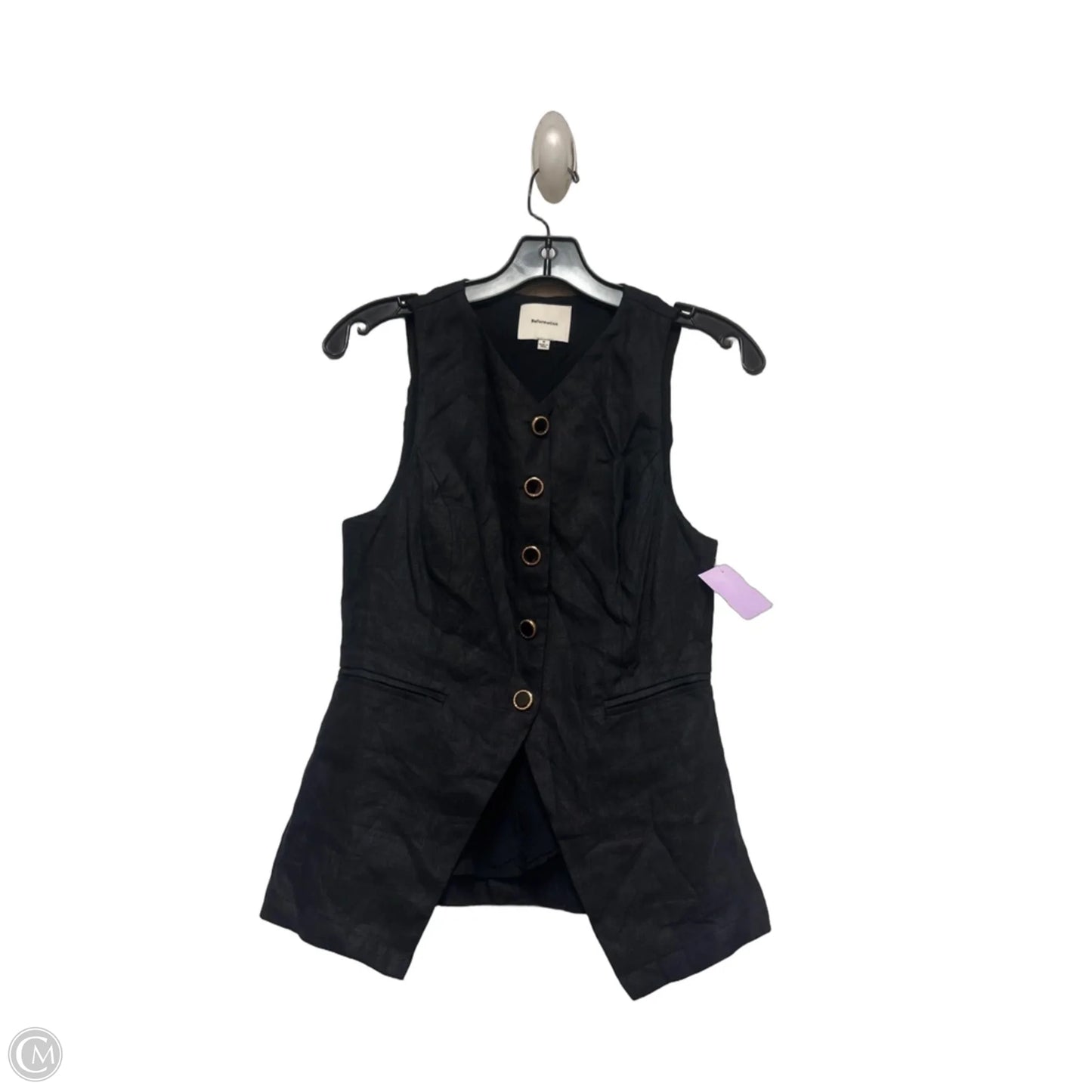 Top Sleeveless By Reformation In Black & Gold, Size: Xs
