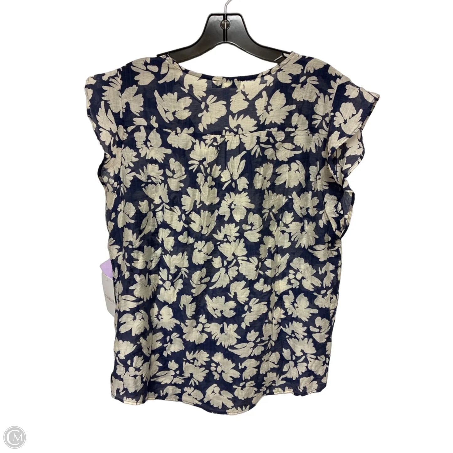 Top Short Sleeve By Chaus In Blue & White, Size: L