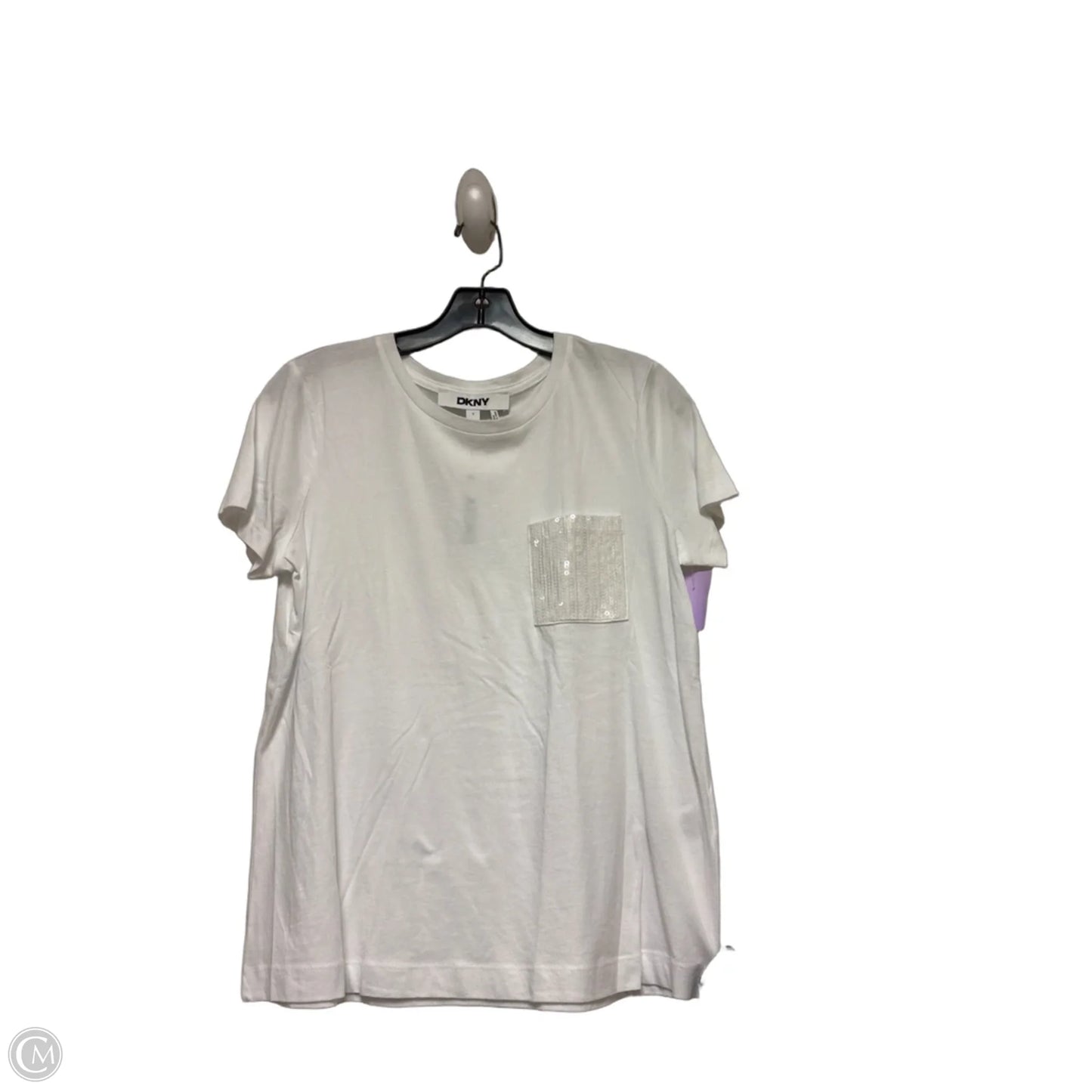 Top Short Sleeve By Dkny In White, Size: S