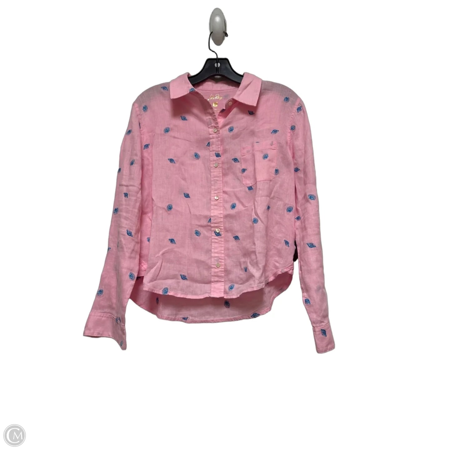 Top Long Sleeve Designer By Lilly Pulitzer In Blue & Pink, Size: S