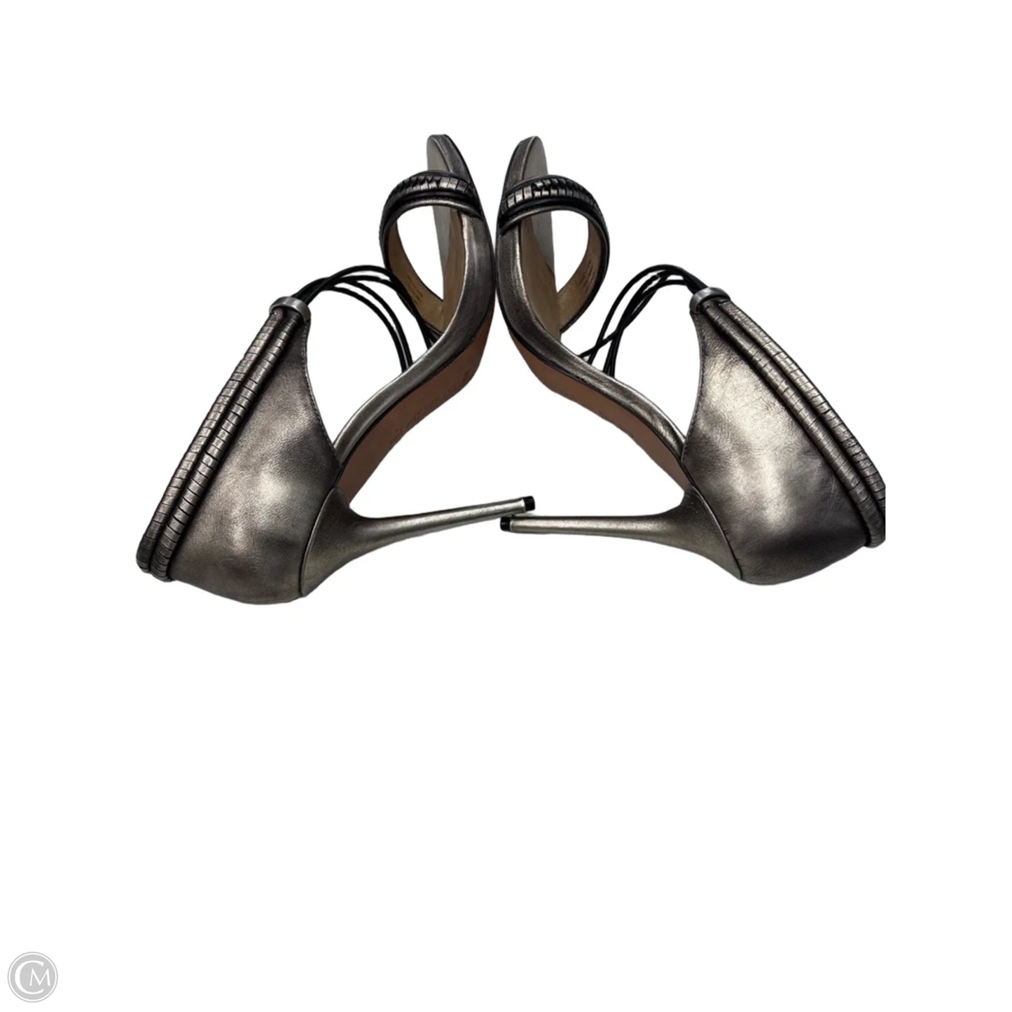 Sandals Heels Stiletto By Lamb In Silver, Size: 10
