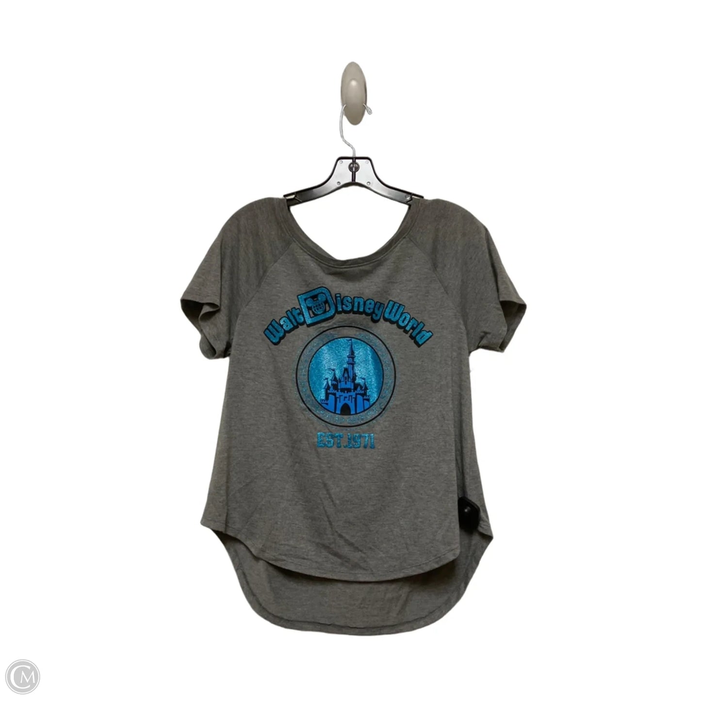 Top Short Sleeve Basic By Disney Store In Blue & Grey, Size: L