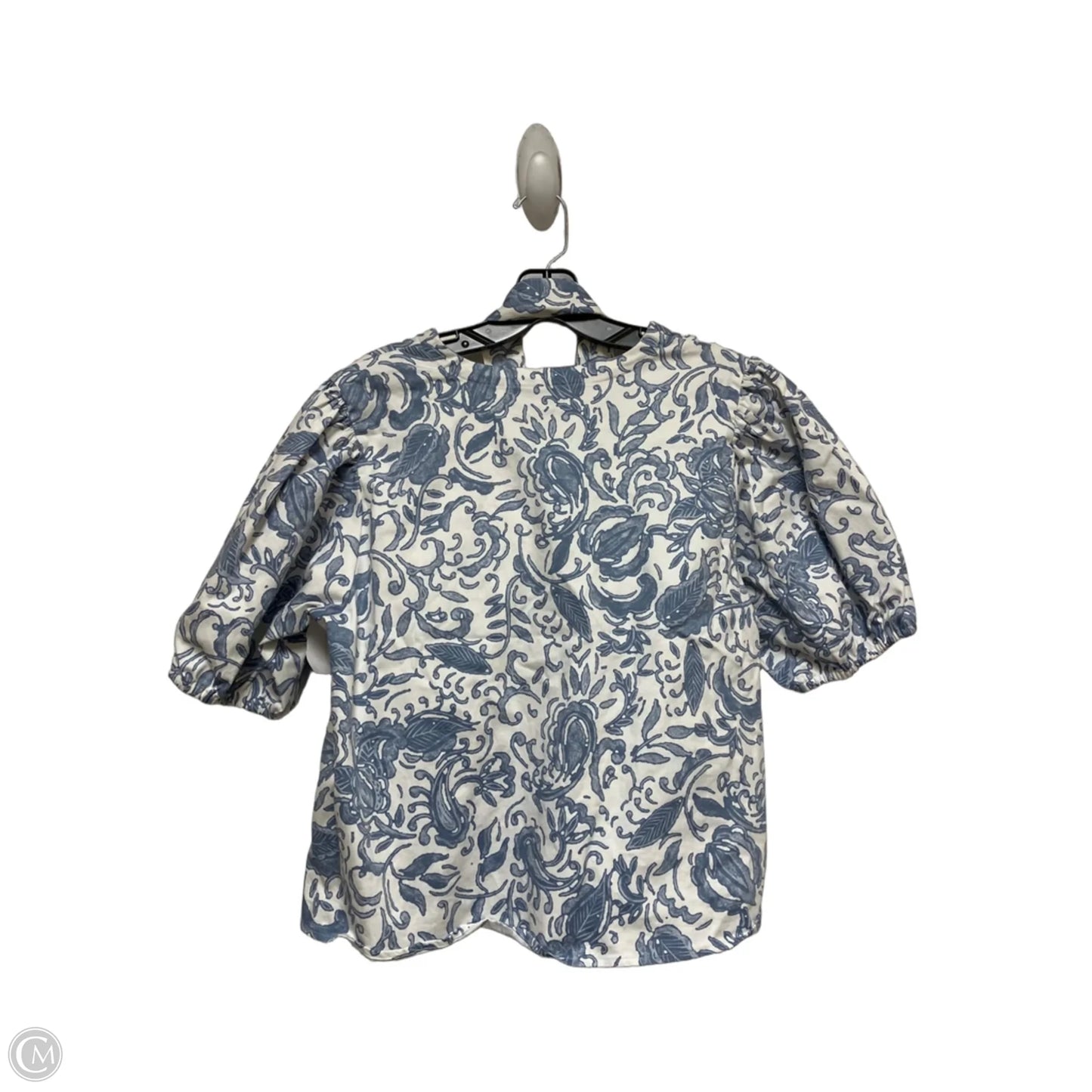 Top Short Sleeve By Inc In Blue & White, Size: L