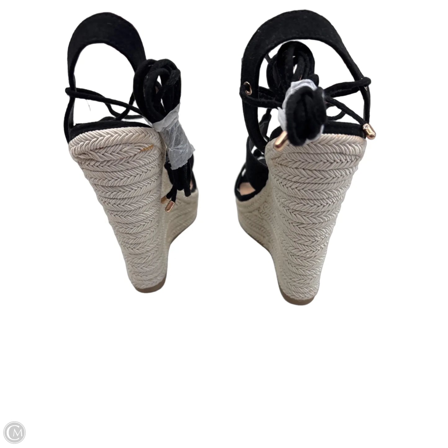 Sandals Heels Wedge By Just Fab In Black & Tan, Size: 6
