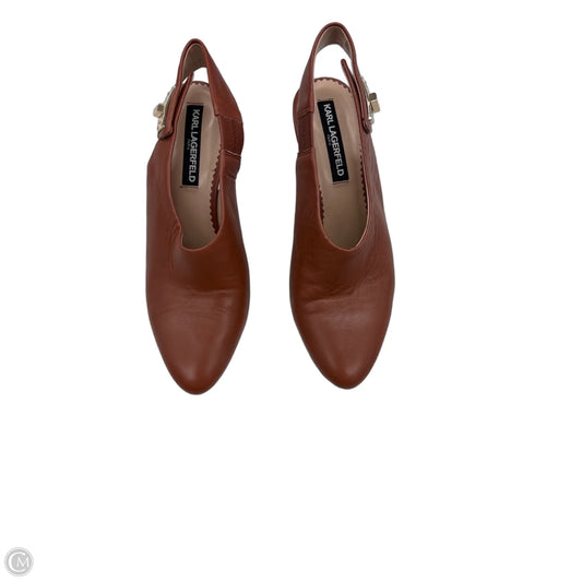 Shoes Designer By Karl Lagerfeld In Brown, Size: 8