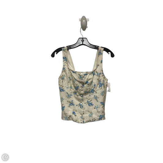 Top Sleeveless By Kirious In Blue & Cream, Size: S