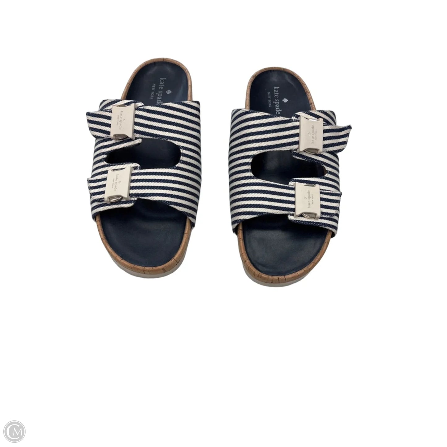 Sandals Designer By Kate Spade In Striped Pattern, Size: 10