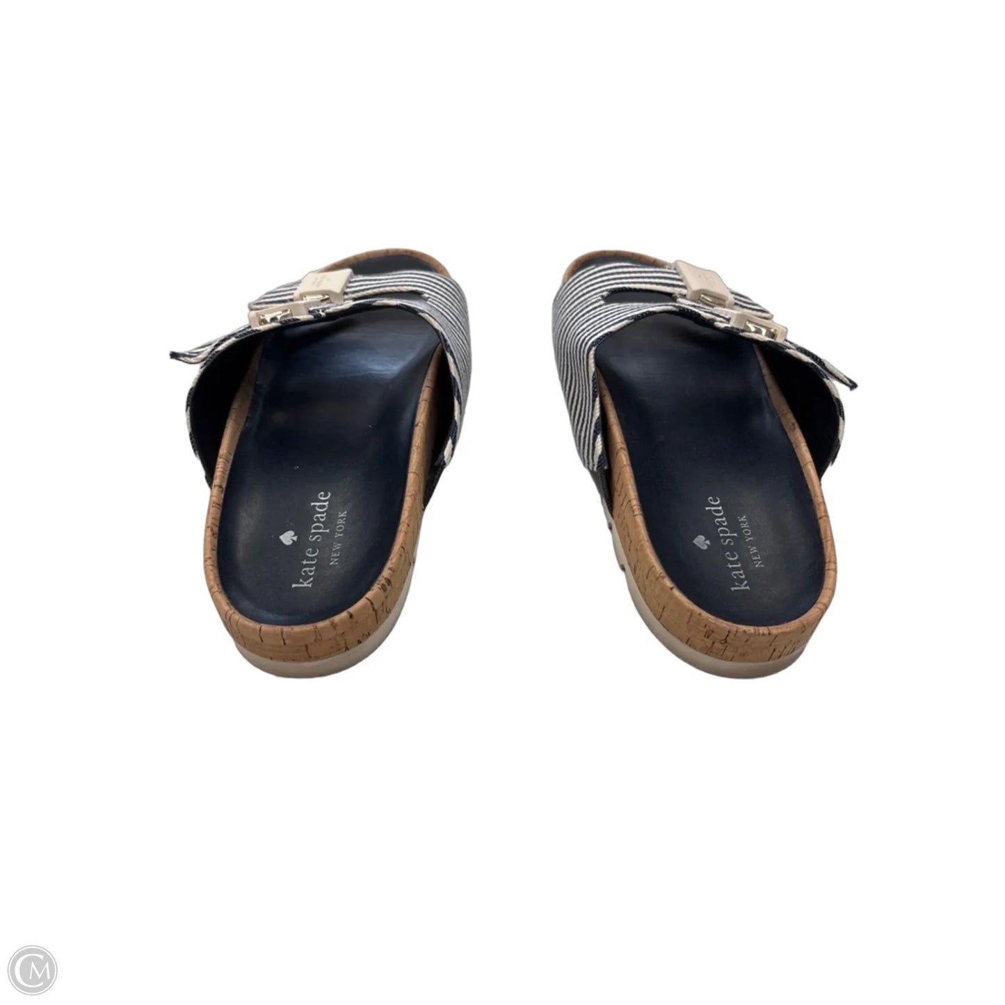 Sandals Designer By Kate Spade In Striped Pattern, Size: 10