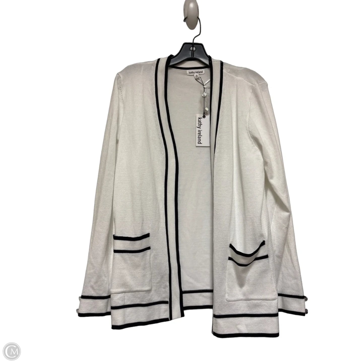 Sweater Cardigan By Kathy Ireland In Black & White, Size: M