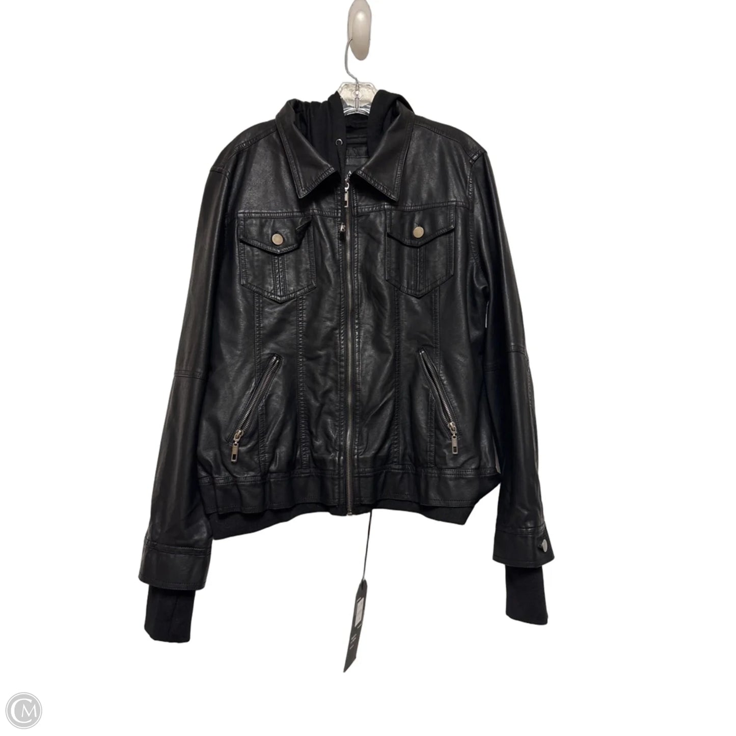Jacket Moto By Clothes Mentor In Black, Size: Xl