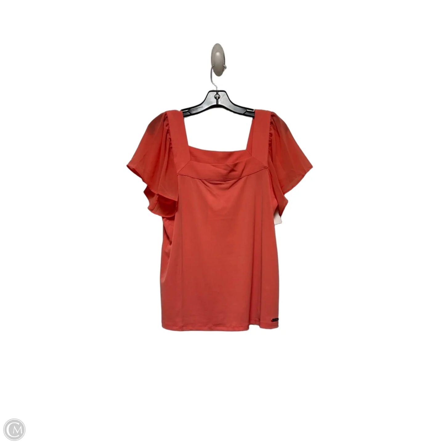 Top Short Sleeve By Calvin Klein In Coral, Size: M