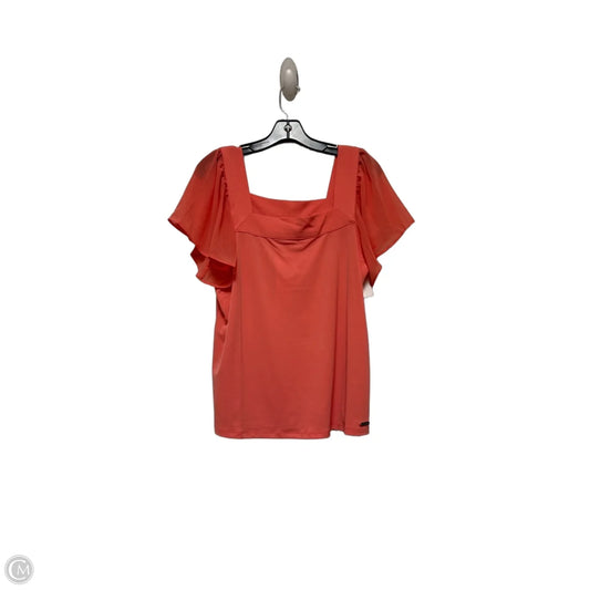 Top Short Sleeve By Calvin Klein In Coral, Size: M