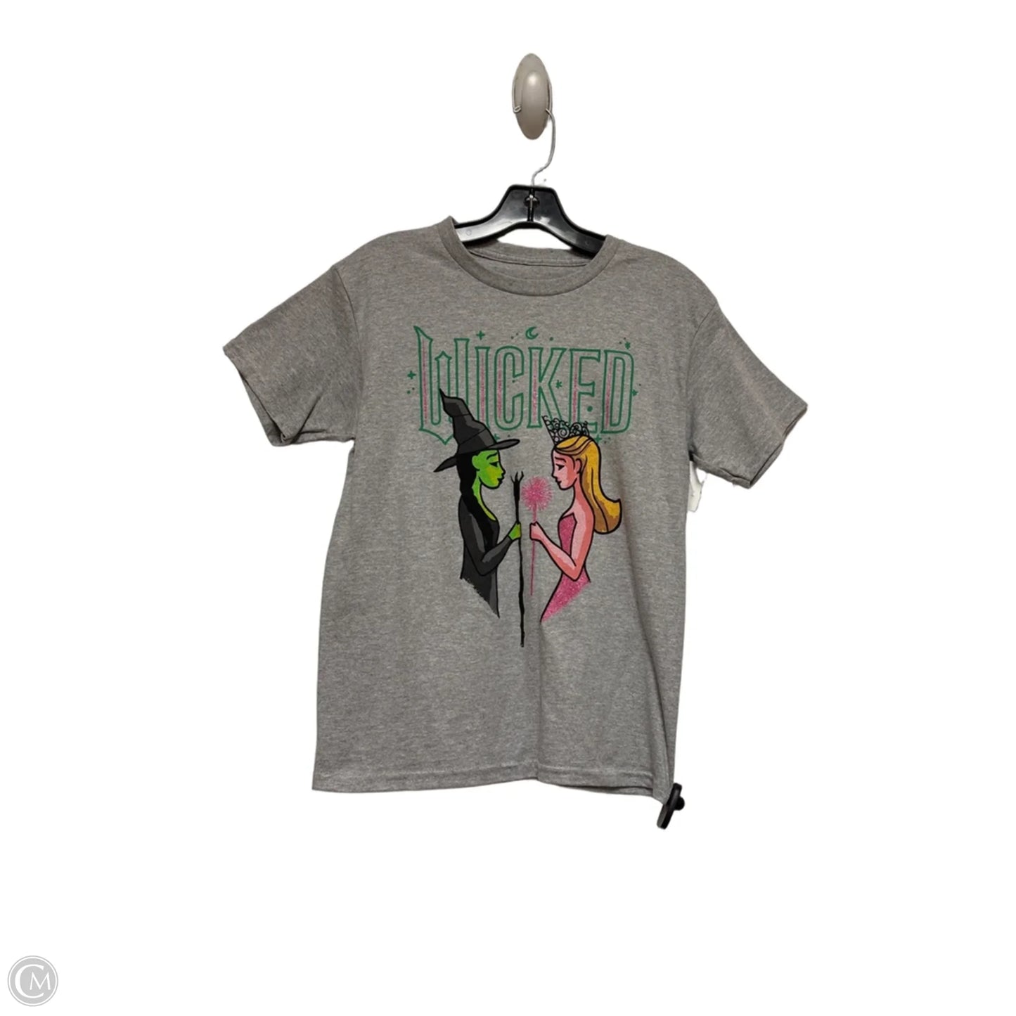 Top Short Sleeve Basic By Clothes Mentor In Green & Grey, Size: M