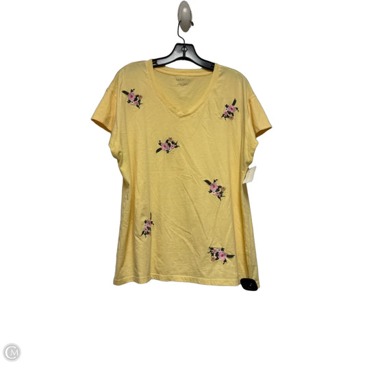 Top Short Sleeve By Talbots In Yellow, Size: Xl