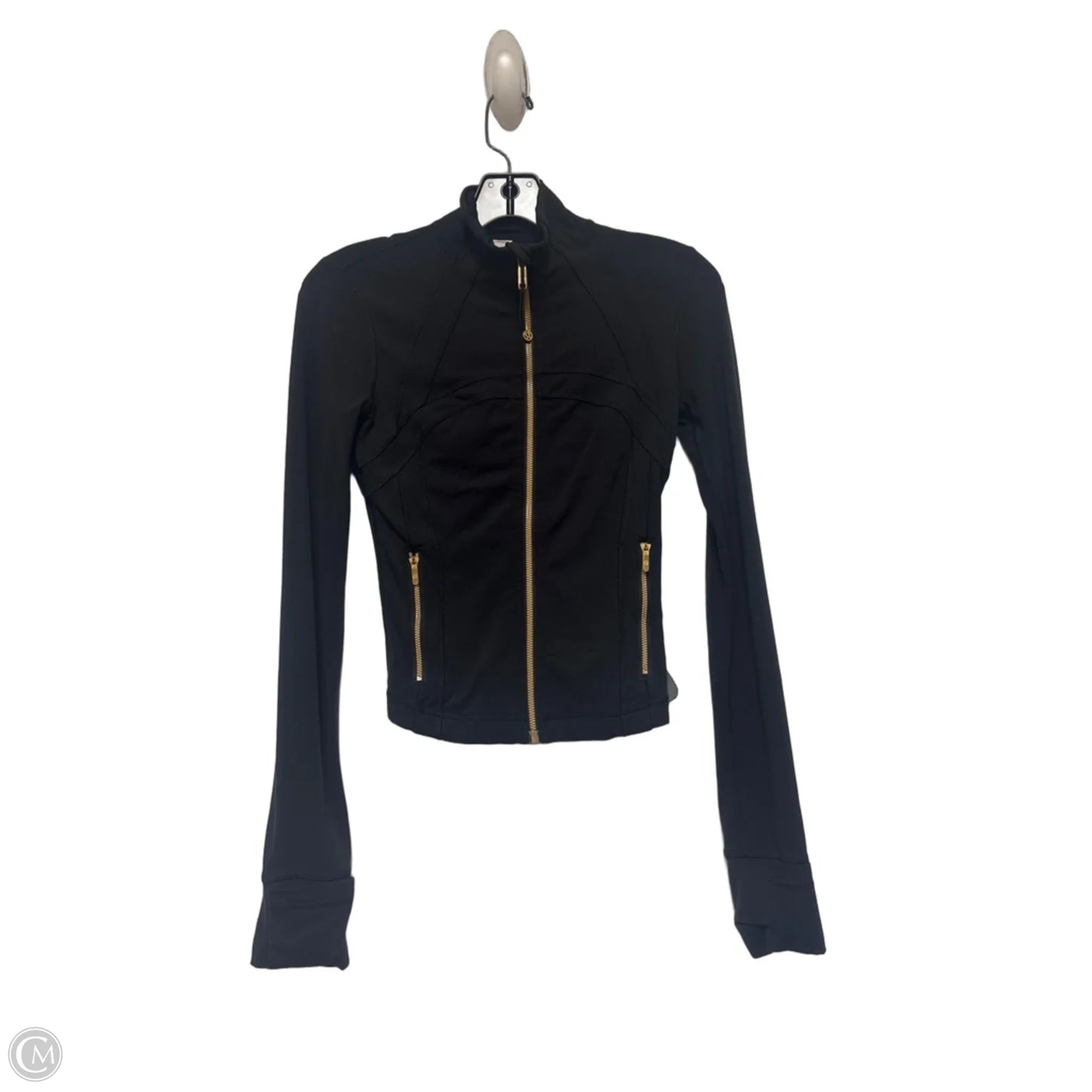 Athletic Top Long Sleeve Collar By Lululemon In Black, Size: 0