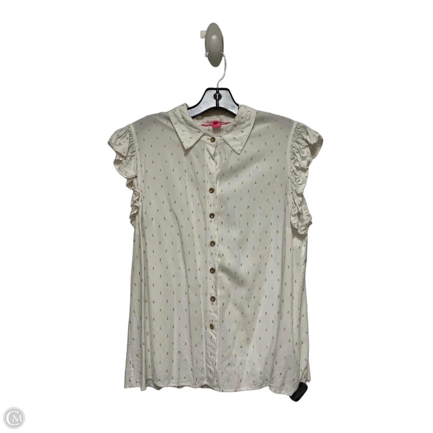 Top Sleeveless Designer By Lilly Pulitzer In Gold & White, Size: L
