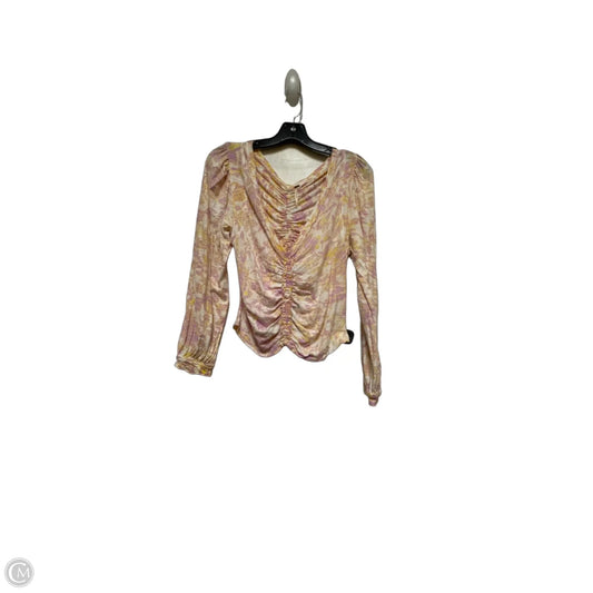 Top Long Sleeve By Free People In Pink & Yellow, Size: M