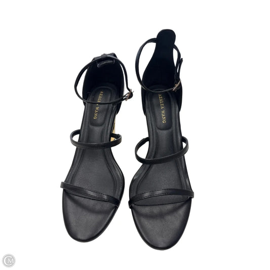 Sandals Heels Wedge By Azalea Wang In Black & Gold, Size: 9