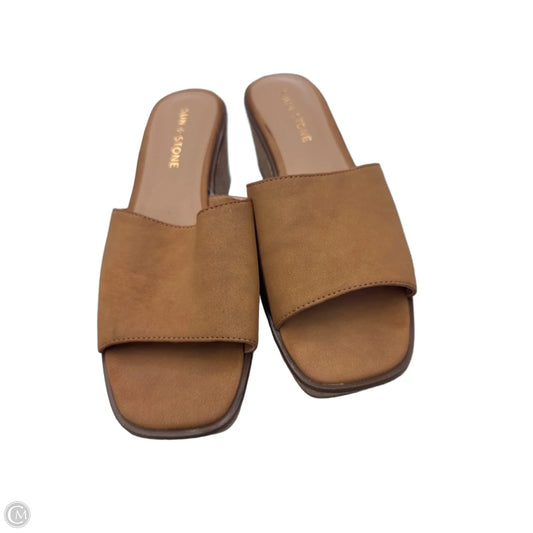 Sandals Heels Wedge By Clothes Mentor In Tan, Size: 8