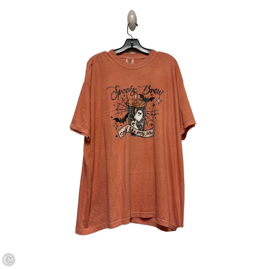 Top Short Sleeve Basic By Comfort Colors In Black & Orange, Size: 2x