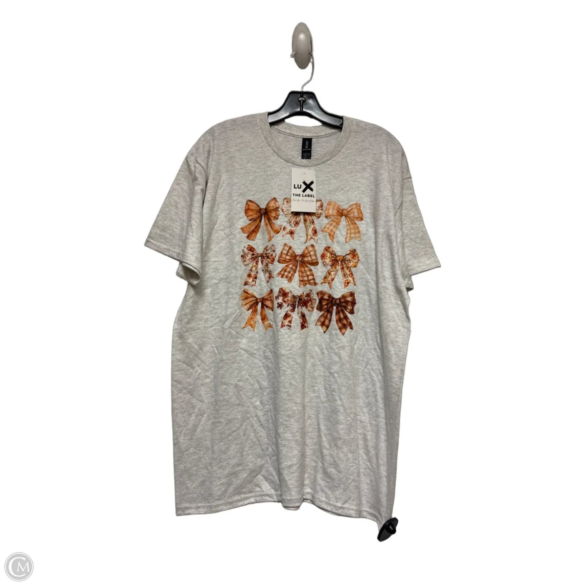 Top Short Sleeve Basic By Gildan In Grey & Orange, Size: L