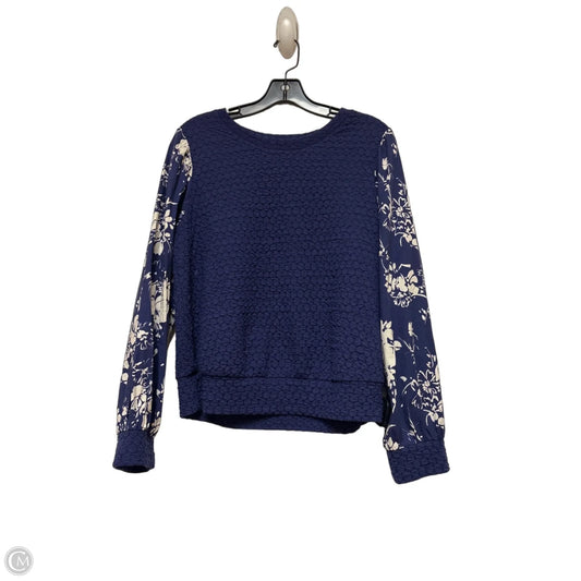 Top Long Sleeve By Porridge In Blue & White, Size: M