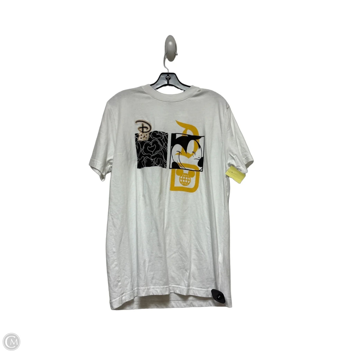 Top Short Sleeve Basic By Disney Store In White & Yellow, Size: M