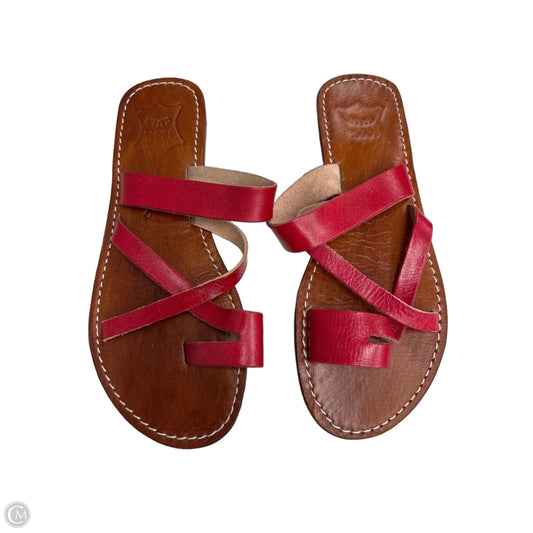 Sandals Flats By Clothes Mentor In Brown & Red, Size: 10
