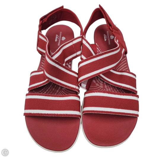 Sandals Flats By Clarks In Red & White, Size: 11