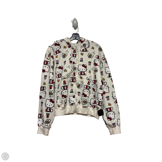 Sweatshirt Hoodie By Hybrid In Cream & Red, Size: L