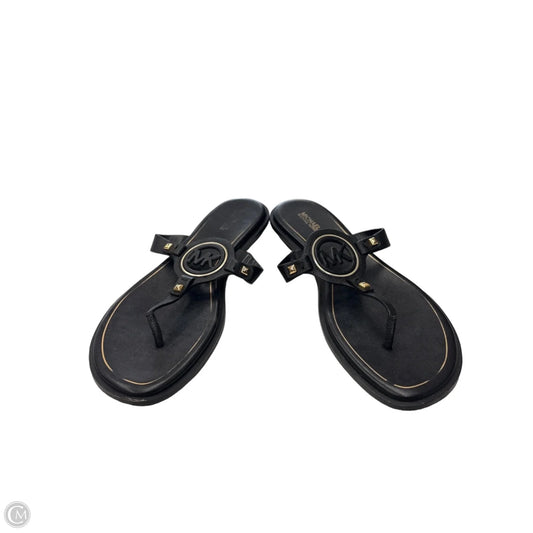 Sandals Flats By Michael By Michael Kors In Black & Gold, Size: 10