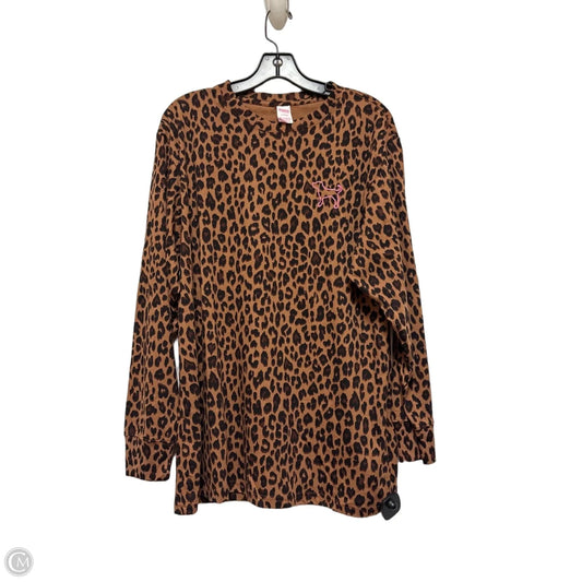 Top Long Sleeve Basic By Pink In Animal Print, Size: M