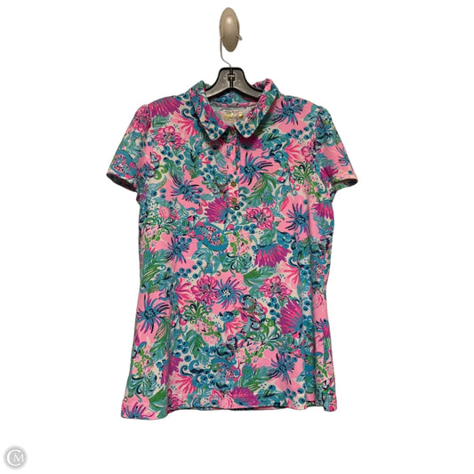 Top Short Sleeve Designer By Lilly Pulitzer In Floral Print, Size: L
