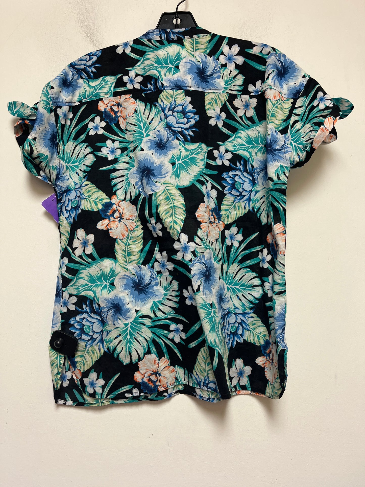 Tropical Print Top Short Sleeve Clothes Mentor, Size S