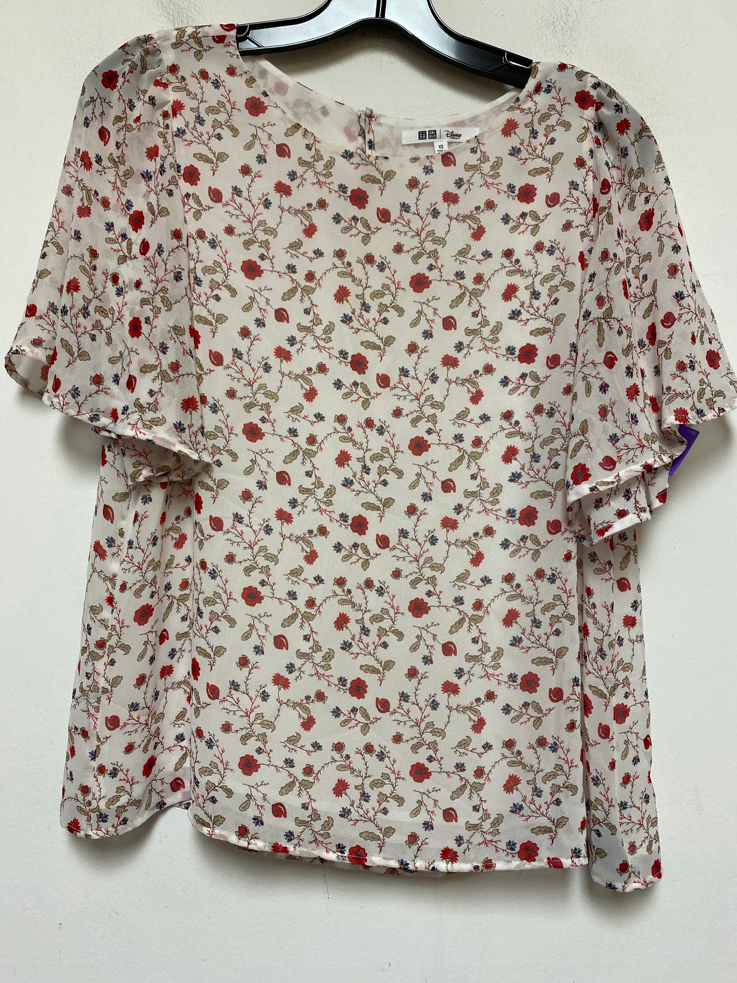 Floral Print Top Short Sleeve Walt Disney, Size Xs