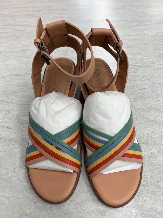 Rainbow Print Sandals Heels Block Madewell, Size 6.5