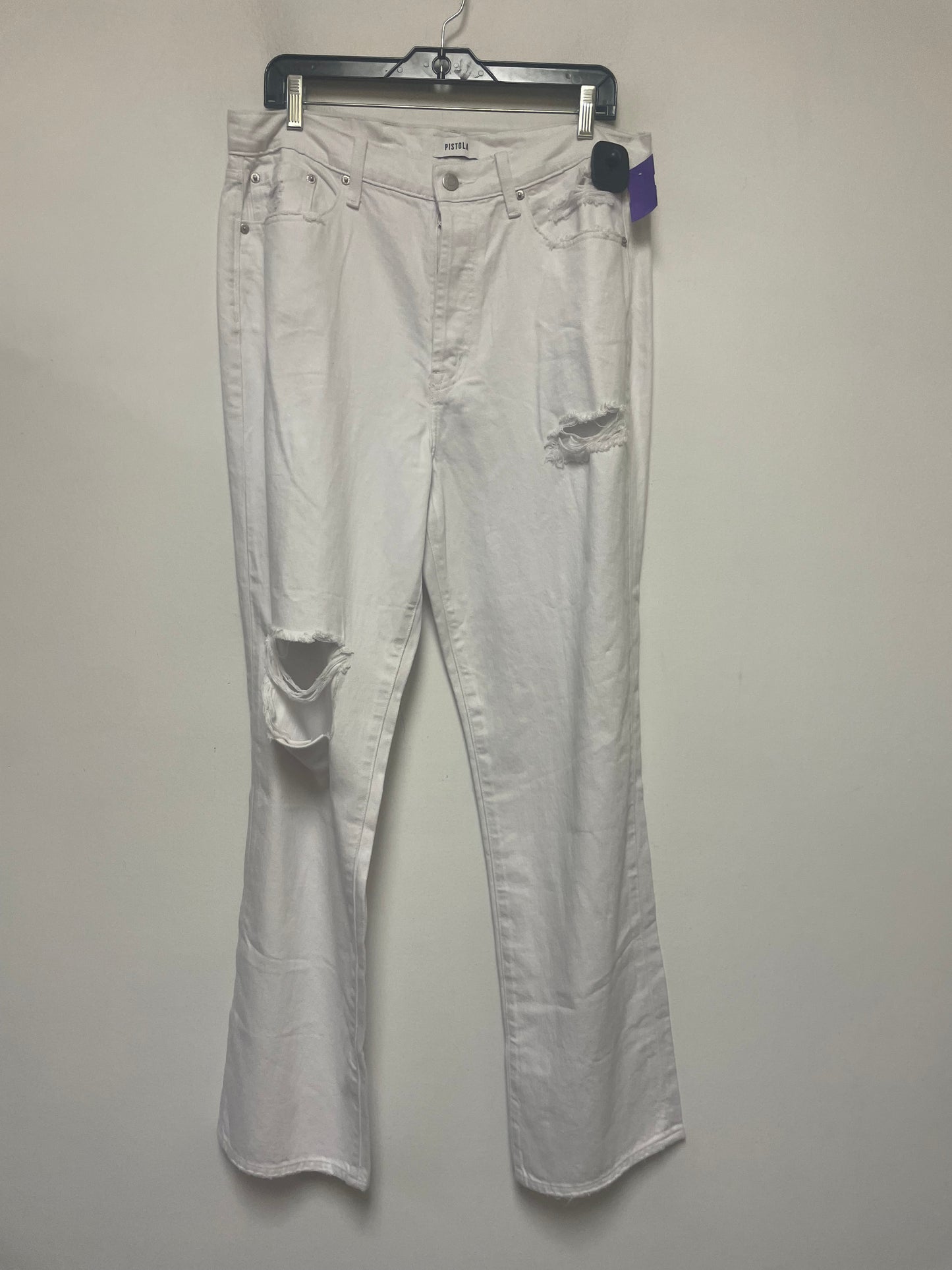 White Denim Jeans Wide Leg Pistola, Size 10