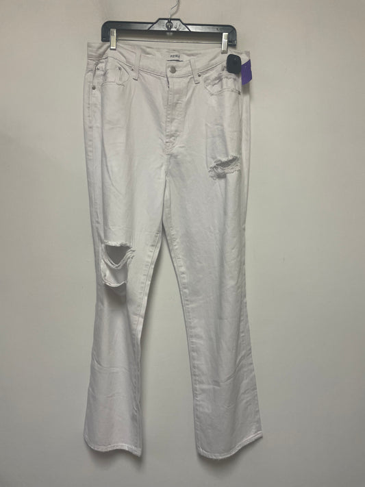 White Denim Jeans Wide Leg Pistola, Size 10