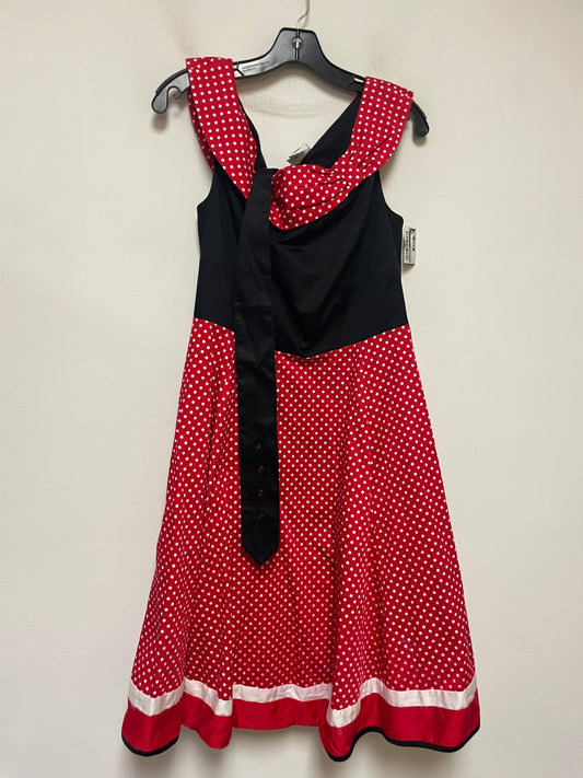 Dress Casual Midi By Walt Disney In Polkadot Pattern, Size: L